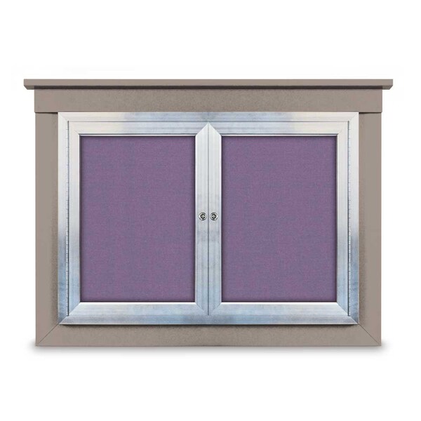 36"x36" 1-Door Enclosed Letterboard, Header, Blue Felt/Cherry